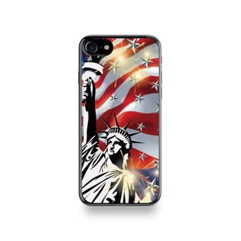 Coque Iphone 8 Silicone motif Grand USA Independance Day Statut De La Liberté