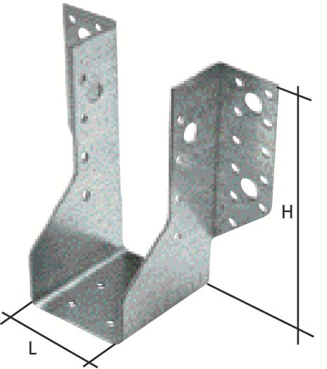 Connecteur métallique assemblage bois : Sabot à ailes extérieures et intérieures – A ailes extérieures – 38 – 106 – 250