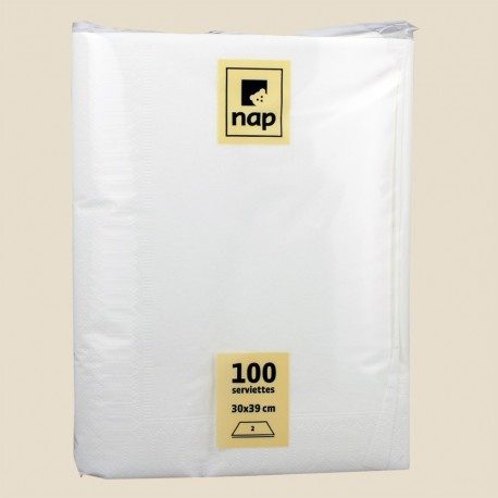 Serviette blanche 39 x 39 2F par 100