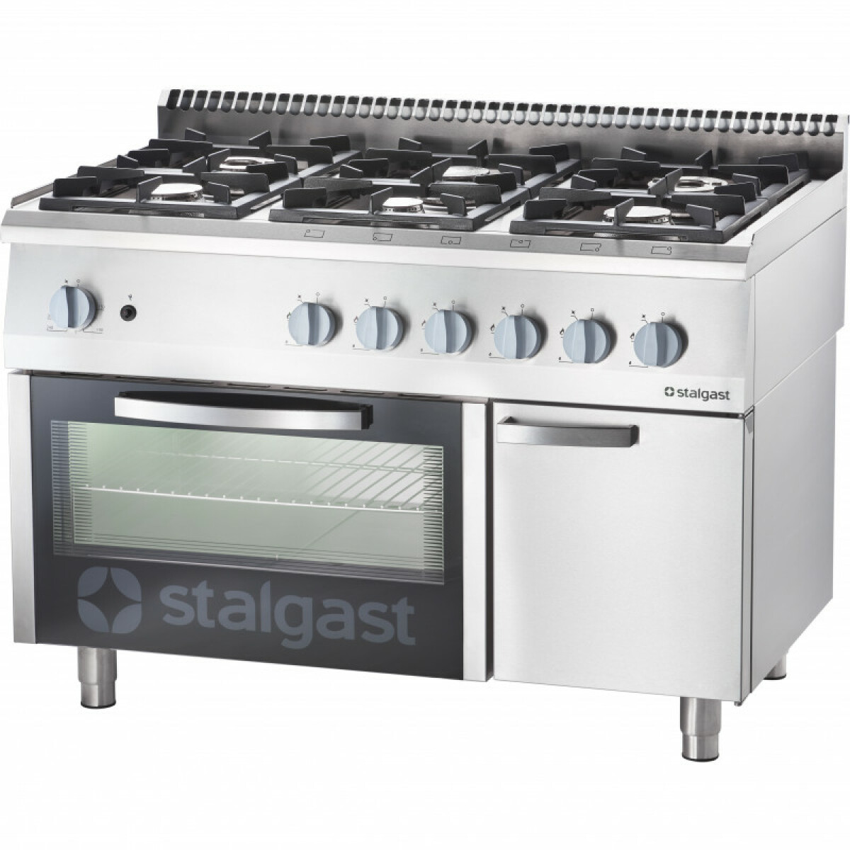 Fourneau à Gaz 6 Brûleurs (3.5 + 2×5 + 2×7 +9) avec Four à Gaz – G20 ou G30 – Stalgast