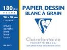 12 FEUILLES DE PAPIER DESSIN BLANC CLAIREFONTAINE 24X32CM – 180G
