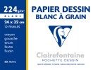 12 FEUILLES DE PAPIER DESSIN BLANC CLAIREFONTAINE 24X32CM – 224G