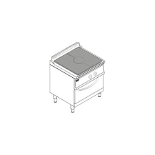 Fourneau avec four gaz statique extra-large et grill (3 kW) – 6 feux – gamme 900 – modules 400 – Tecnoinox Fonctionnement gaz naturel (livré avec injecteurs de rechange Butane/Propane) Soubassement four gaz : Réglage thermostati