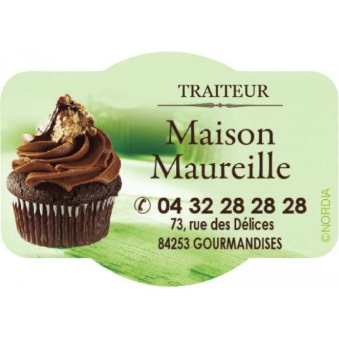 ETIQUETTE ADHESIVE GATEAU AU CHOCOLAT PERSONNALISABLE/1000