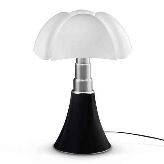 Lampe design Pipistrello noir, 4 ampoules, pied télescopique, H.66-88cm