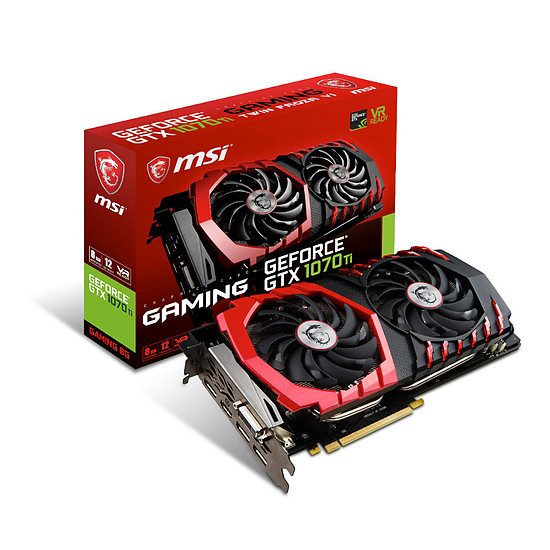 MSI GeForce GTX 1070 Ti Gaming – 8 Go GeForce GTX 1070 Ti, 1607 MHz, PCI-Express 16x, 8 Go, 8008 MHz