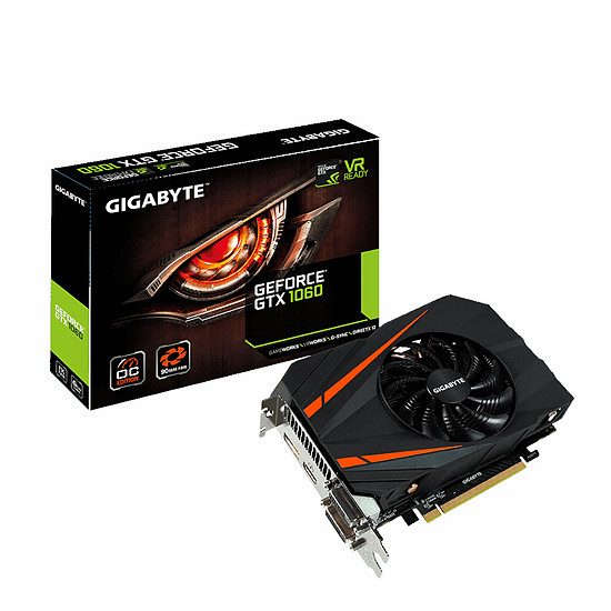 Gigabyte GeForce GTX 1060 Mini ITX OC – 6 Go GeForce GTX 1060, 1531 MHz (1556 MHz Mode OC), PCI-Express 16x, 6 Go, 8008 MHz