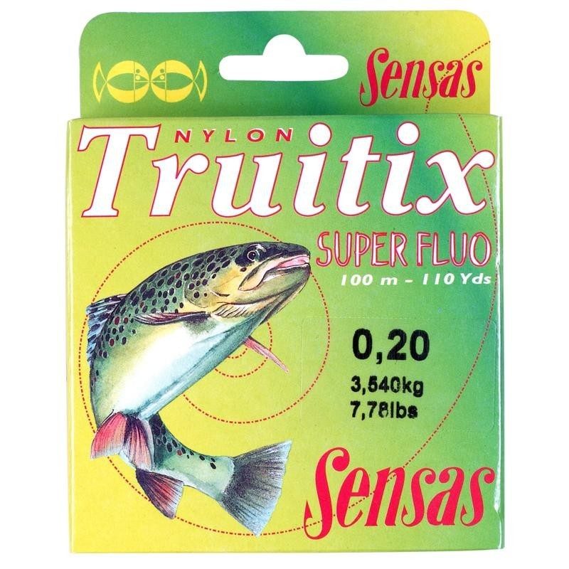 FILS PECHE TRUITE TRUITIX SUPER FLUO 20/100 100M SENSAS