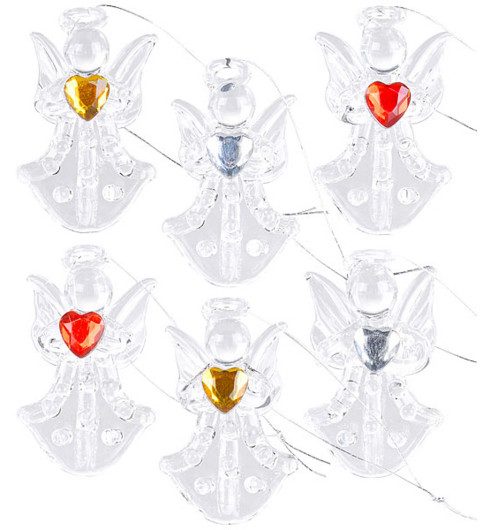 6 anges décoratifs en verre à suspendre avec cœurs colorés Britesta