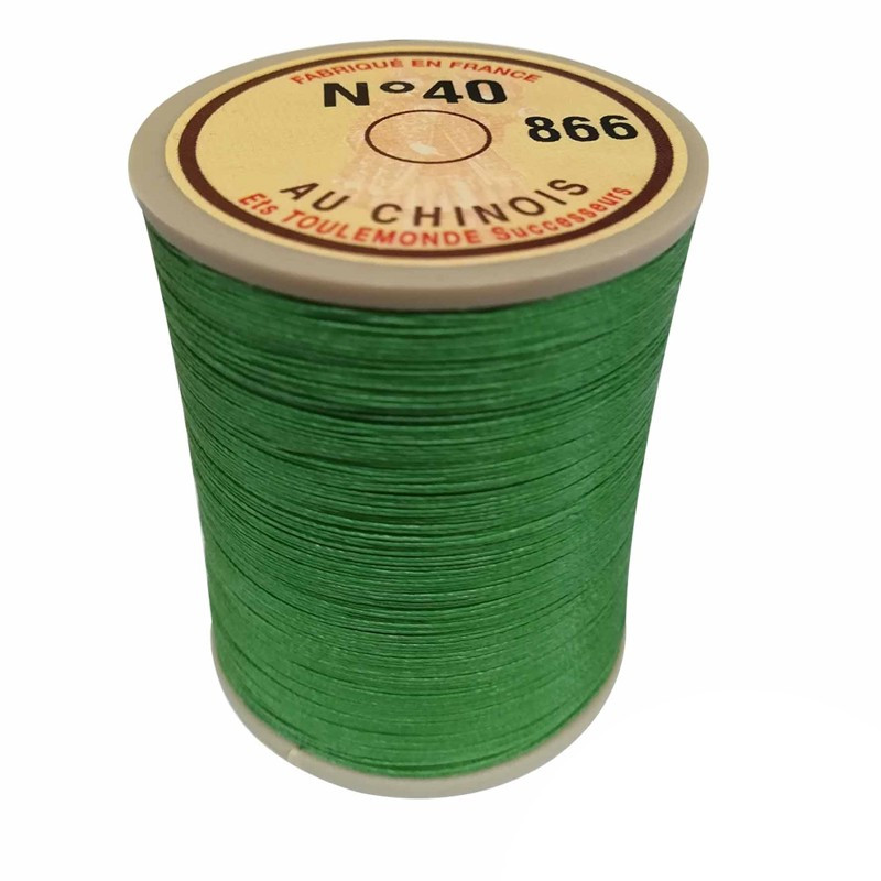 Fil de lin au chinois retors n°40 extra glacé – Vert vif 866