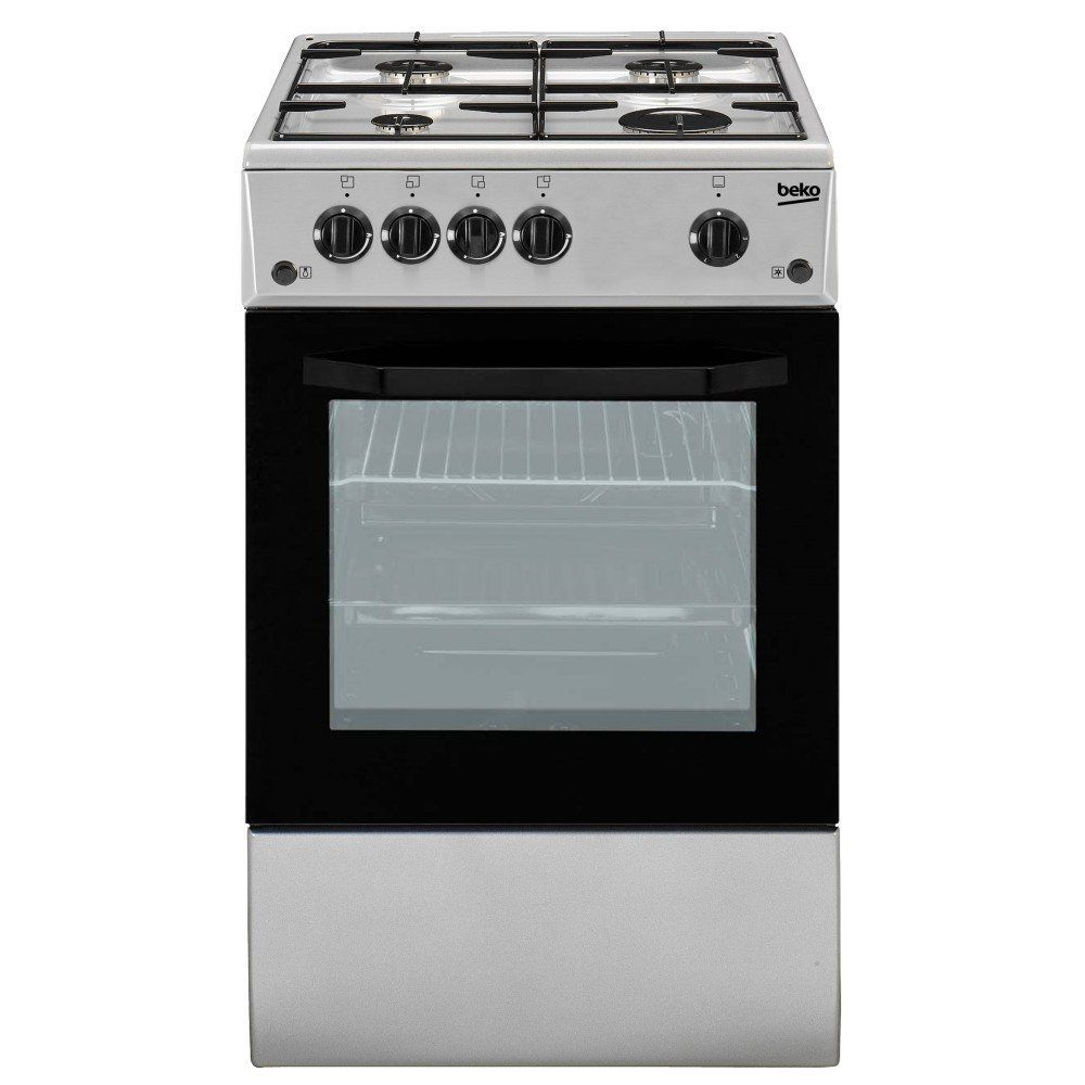 Beko CSG42011FS Autonome Cuisinière à gaz Argent four et cuisinière – Fours et cuisinières (Cuisinière, Argent, Rotatif, Devant, Cuisinière à gaz, Small)