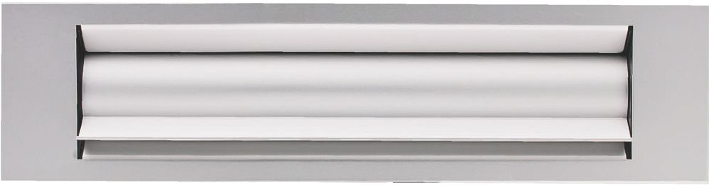 Façade aluminium – Dimensions hors tout : 400 x 80 mm. Dimensions de passage : 325 x 30 mm. – Argent