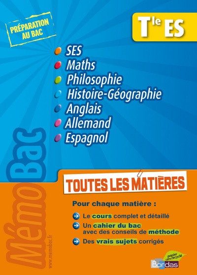 TOUTES LES MATIERES TERMINALE ES – MEMOBAC