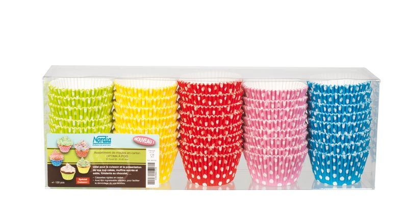 Moule carton Cupcakes Optima à pois par 120