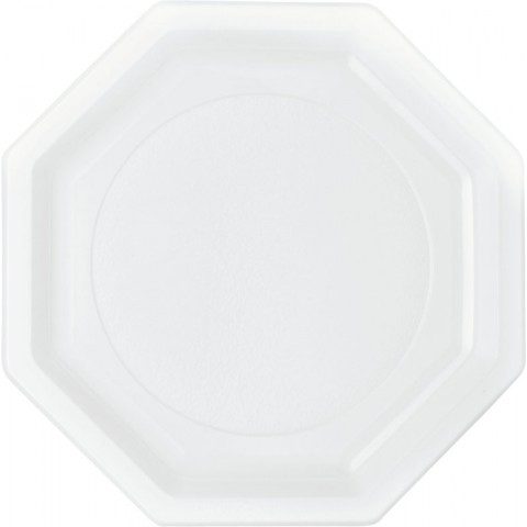 Assiette octogonale blanche PS, 185mm