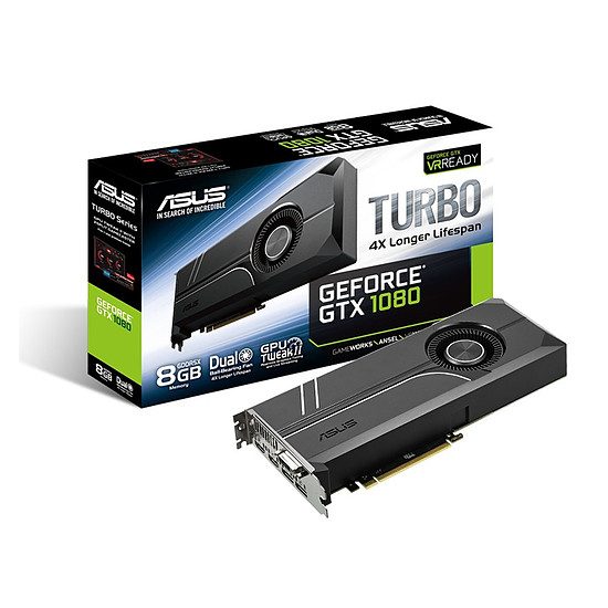Asus GeForce GTX 1080 Turbo – 8 Go GeForce GTX 1080, 1607 MHz, PCI-Express 16x, 8 Go, 10 000 MHz