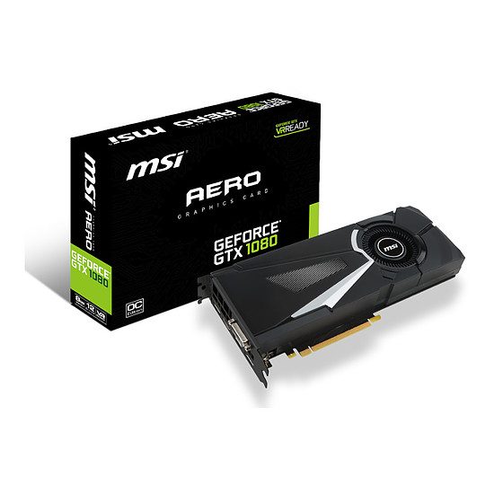 MSI GeForce GTX 1080 Aero OC – 8 Go GeForce GTX 1080, 1632 MHz, PCI-Express 16x, 8 Go, 10 010 MHz