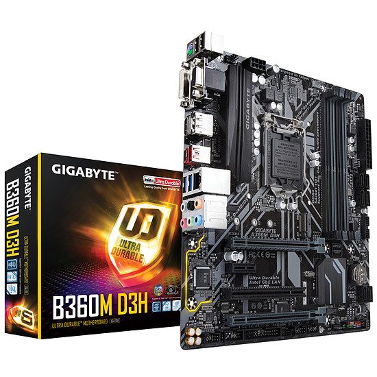 Gigabyte B360M D3H Jeu, Socket 1151, Intel B360, 2 ports PCI-Express 16x, 2666 MHz (DDR4), SATA Revision 3.0 (6 Gb/s), 1