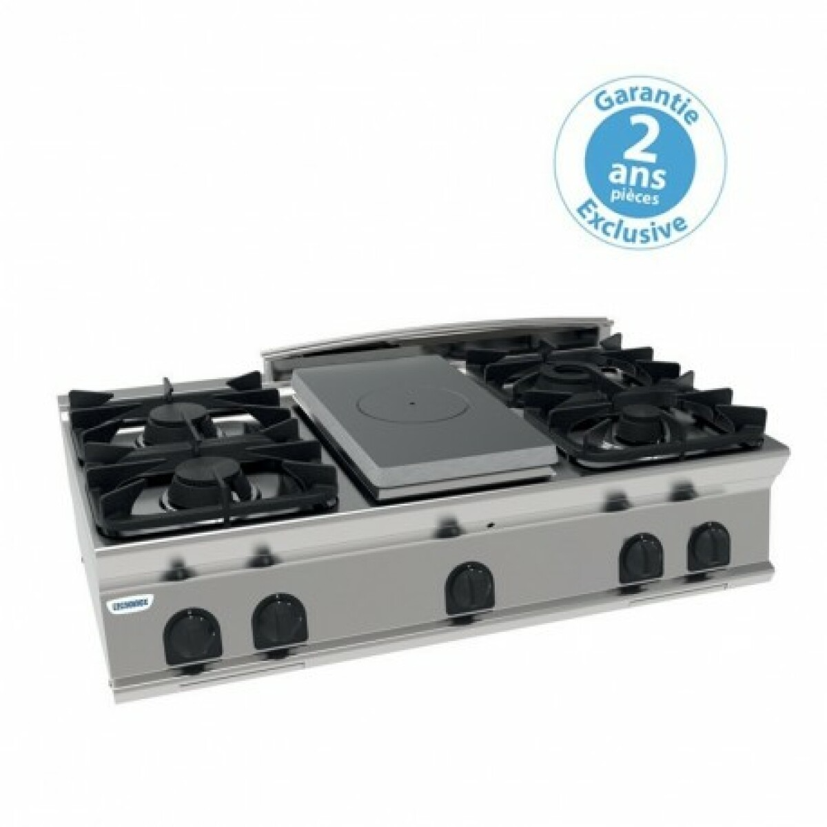 Plaque de cuisson – top 4 feux vifs gaz et 1/2 plaque coup de feu – gamme 700 – module 400 – Tecnoinox