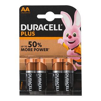 Pile Alcaline AA – LR6 Duracell Plus Power – Blister de 4