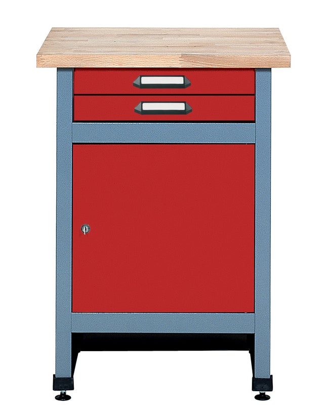 Table d’établi de mécanicien KUPPER, 60 cm, rouge, 2 tiroirs et 1 porte