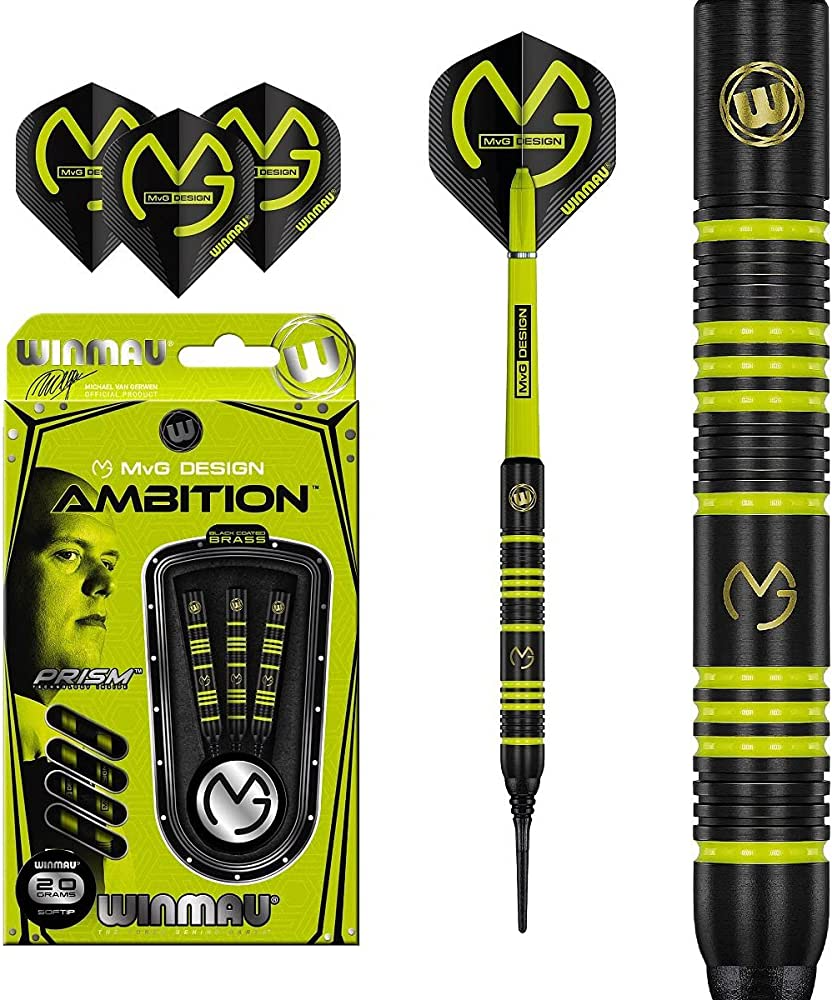 MICHAEL VAN GERWEN AMBITION BLACK COATED BRASS SOFT TIP – FLÉCHETTES POINTE PLASTIQUE