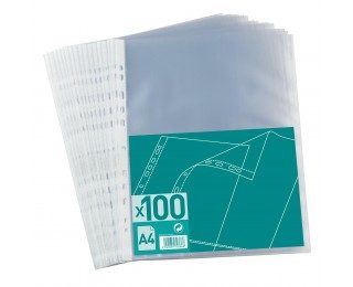 Lot 100 pochettes perforées A4 – Transparent incolore