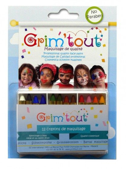 12 CRAYONS MAQUILLAGE GRIM’TOUT – COULEURS ASSORTIES