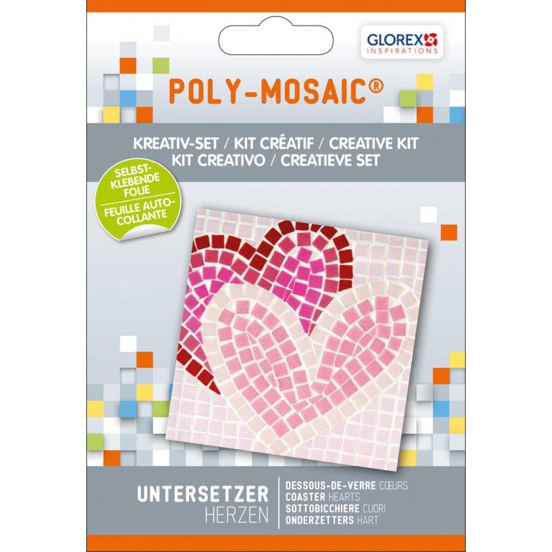 Kit Créatif Poly-Mosaic Dessous de verre cœurs – Glorex