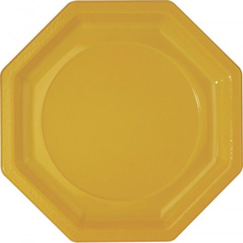 Assiette octogonale jaune, 240 mm