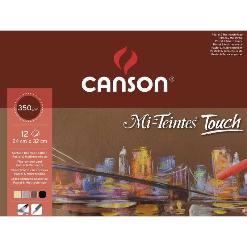 Papiers pastels Mi-teintes touch 12 feuilles – 335gr – Canson