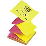 6 Blocs de notes repositionnables – Post-it® – Z-Notes – Néon alternés – 76 X 76 mm – jaune & rose