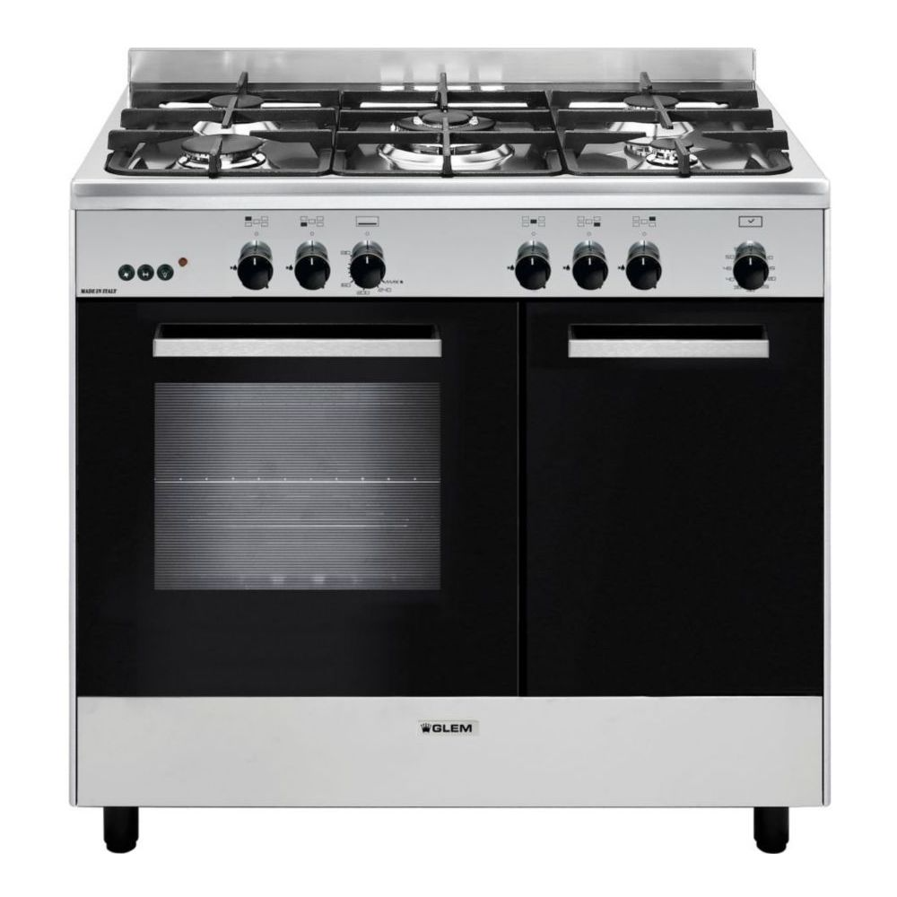 Piano de cuisson gaz 66l 5 feux inox/noir – ga960pcgix – GLEM