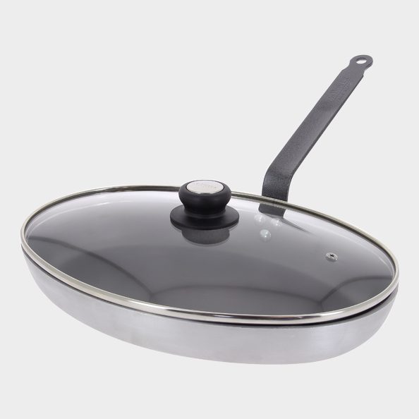 Poêle à poisson ovale avec couvercle en verre CHOC RESTO INDUCTION