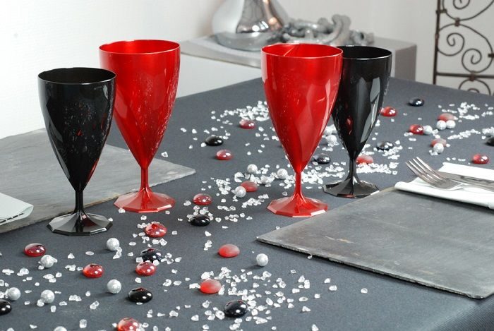 Verre à Vin plastique Rouge Nacré par 6