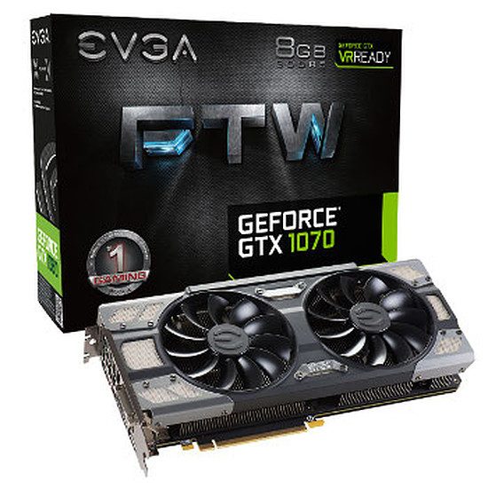 EVGA GeForce GTX 1070 FTW Gaming ACX 3.0 – 8 Go GeForce GTX 1070, 1607 MHz, PCI-Express 16x, 8 Go, 8008 MHz