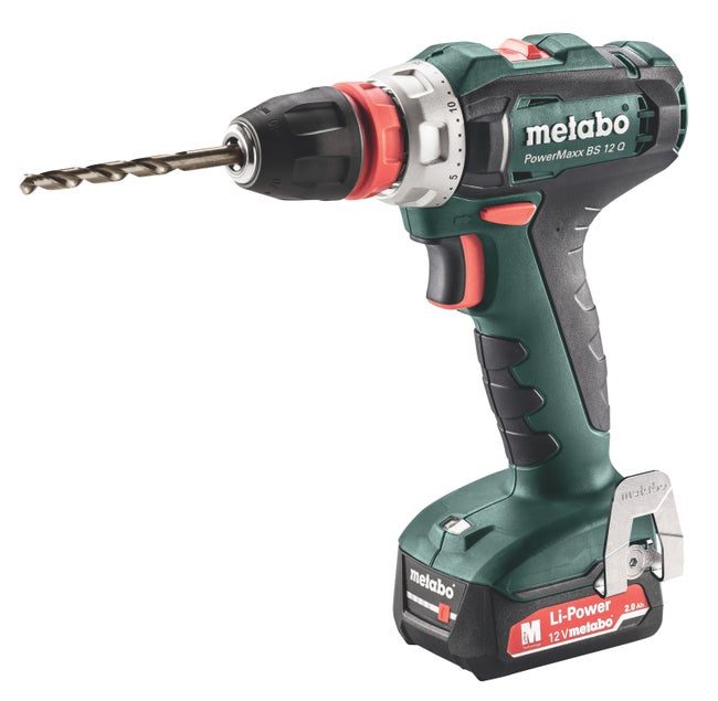 Perceuse visseuse sans fil METABO, 12 V 2 Ah, 2 batteries PowerMaxx BS 12 Q