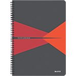 Cahier à spirale Leitz A4 OFFICE 180 Pages 90 g/m² Rouge, gris
