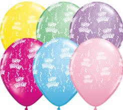 Ballon Happy Birthday assortie par 10