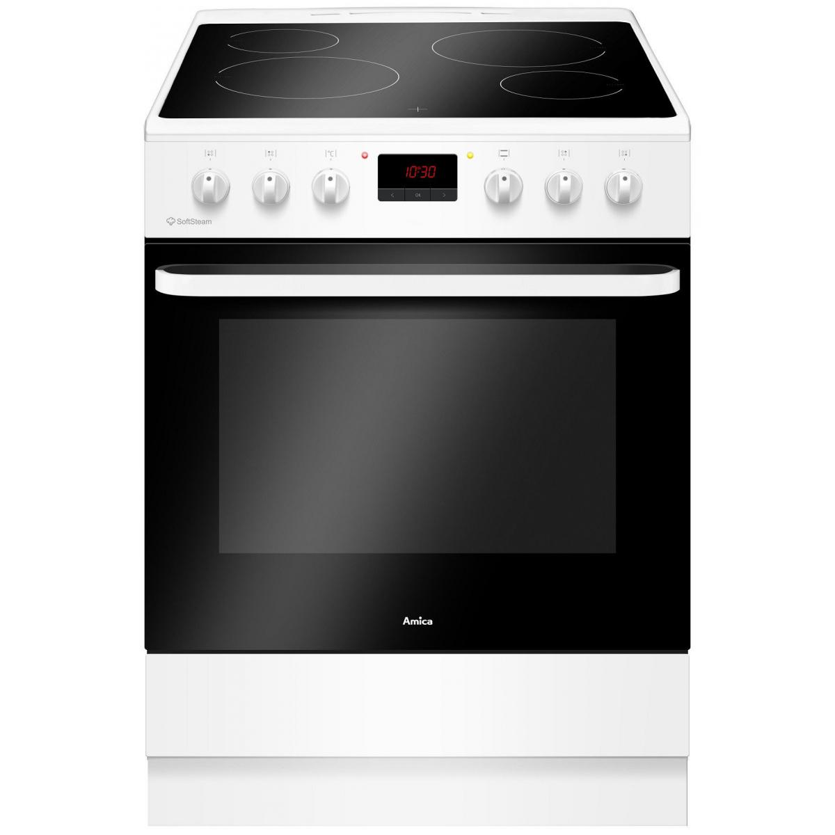 Cuisinière vitrocéramique a 65l 4 feux blanc – acv6005b – AMICA