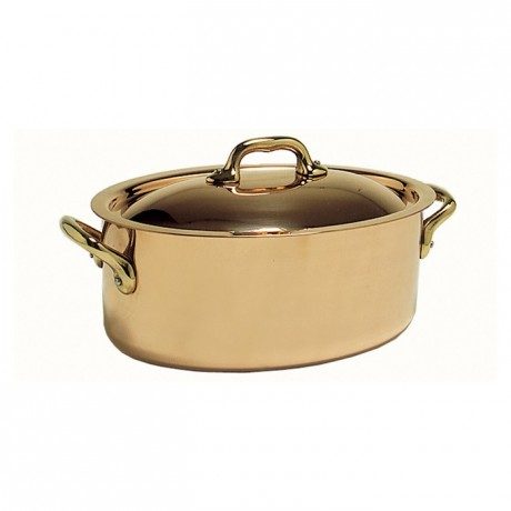 Cocotte en cuivre ovale avec couvercle