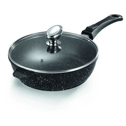 Sauteuse fonte d’aluminium “Façon pierre” 28 cm avec son couvercle