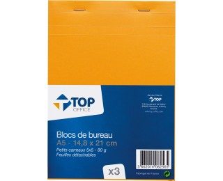 Bloc-notes 80 feuilles A5 – TOP OFFICE – Petits carreaux