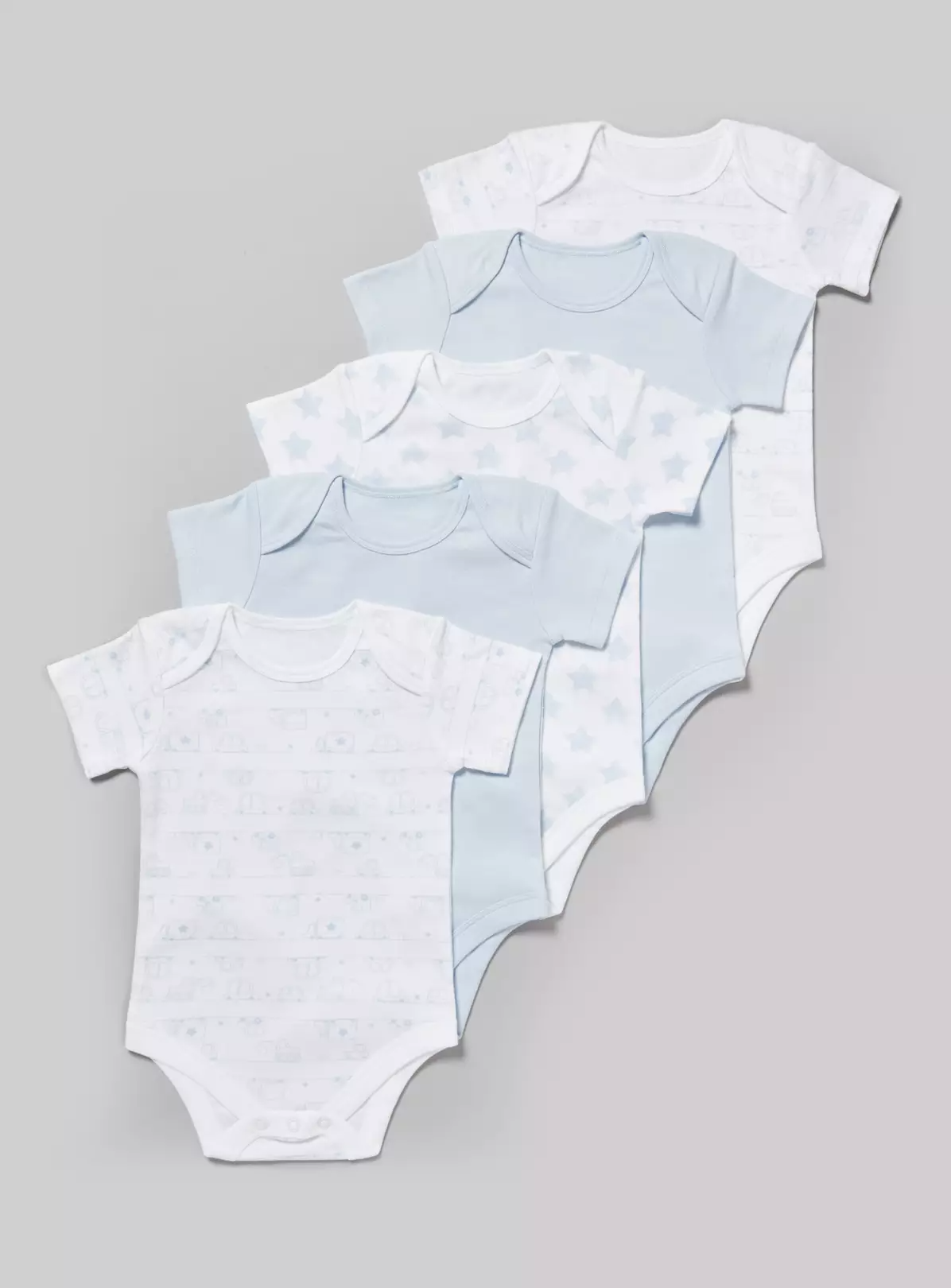 White & Blue Bodysuits 5 Pack – Up to 1 mth