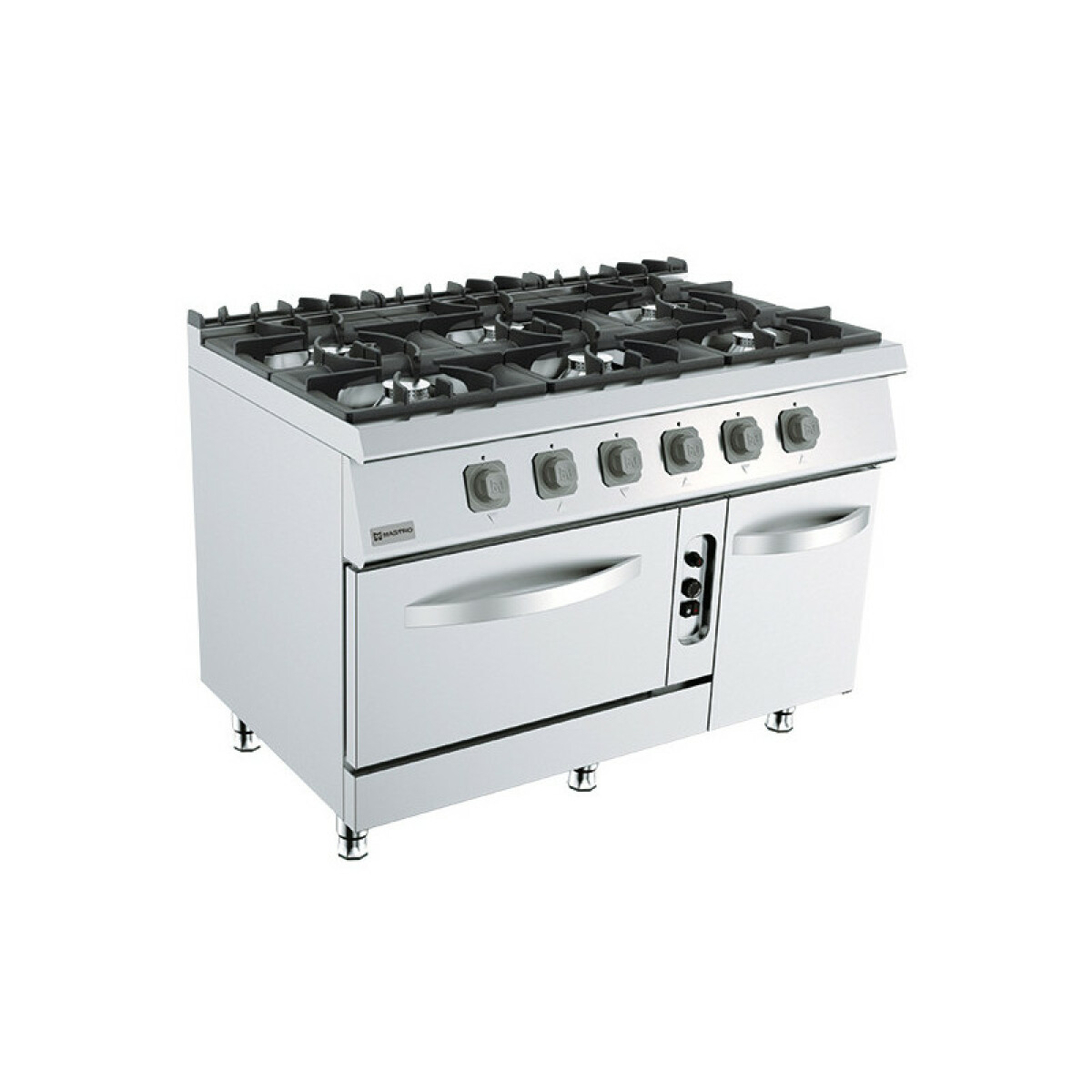 Cuisinière Gaz Sur Four Gaz Statique GN 2/1 Et Armoire Fermée, 6 Brûleurs – Virtus – MS712CFG