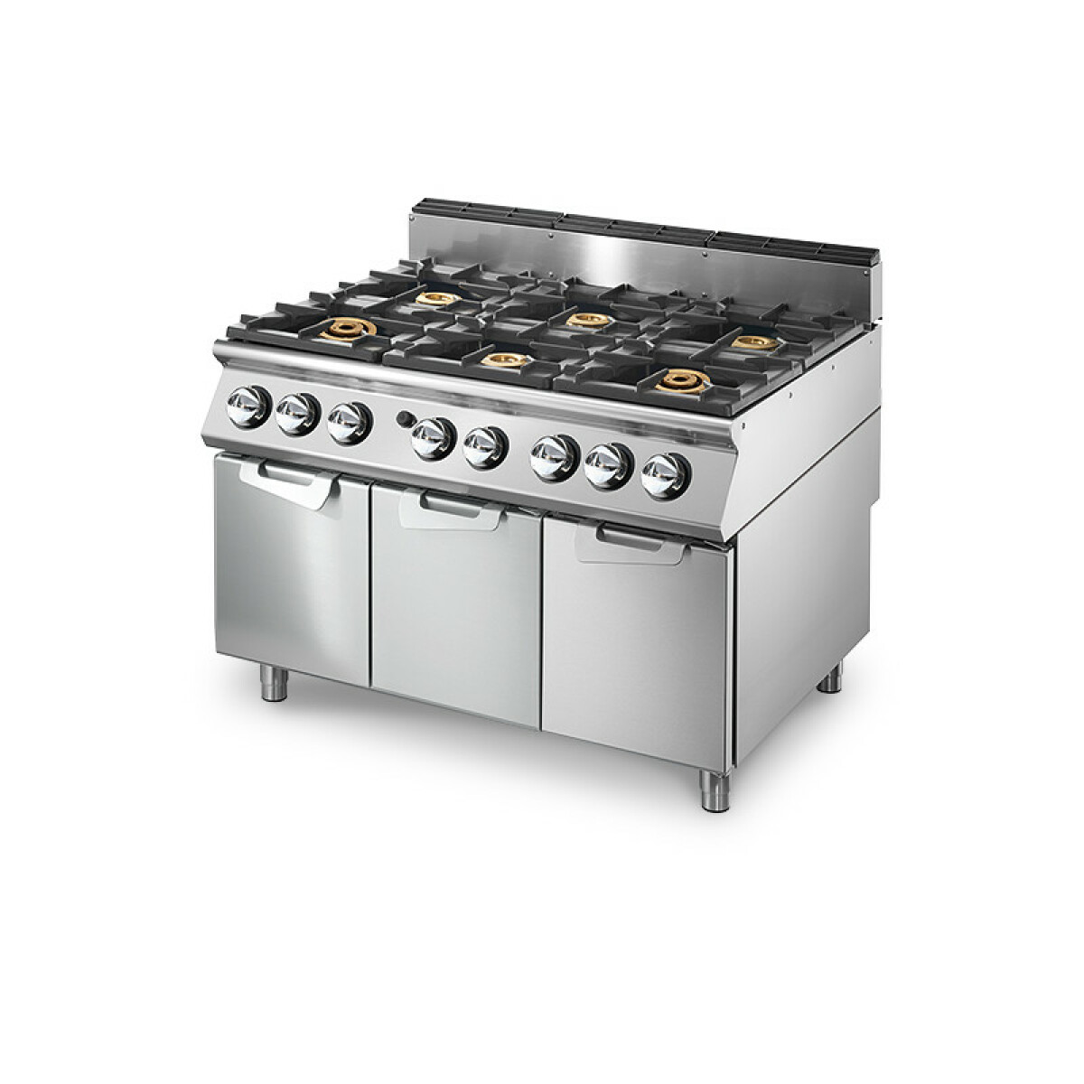 Cuisinière Gaz avec 2 Brûleurs Chacun 16 kW et 4 Brûleurs Chacun 6 kW sur Coffre 3 Portes – Virtus