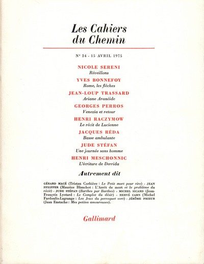 LES CAHIERS DU CHEMIN 24 (15 AVRIL 1975)