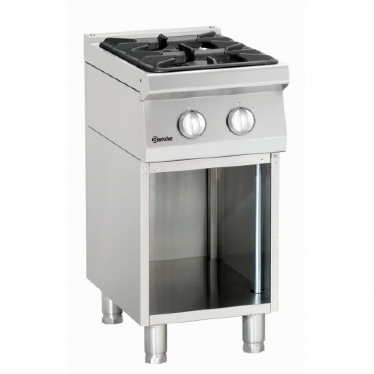 Piano de cuisson à gaz 2 brûleurs 9.1 kw – soubassement ouvert – Bartscher