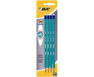 Lot de 4 crayons graphite HB Evolution – BIC – Avec bout de gomme
