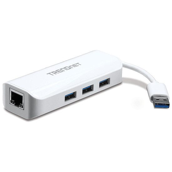 TrendNet TU3-ETGH3 – Adaptateur USB 3.0 vers Gigabit + Hub Ethernet : Clé USB ou Thunderbolt (filaire), 1000 Mbps (sur le câble)